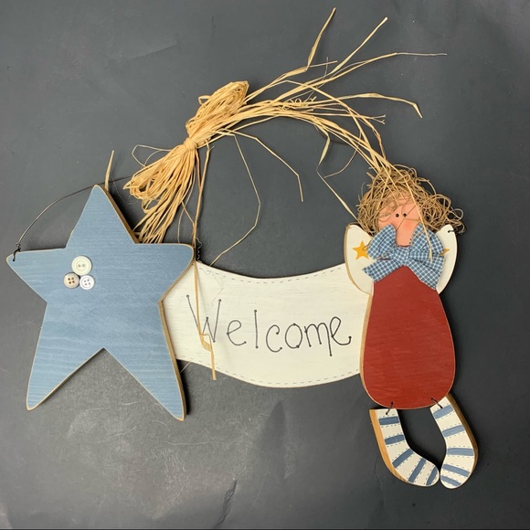 Plaque Murale En Bois Welcome Friends – Americana Patriotique – Style Rustique